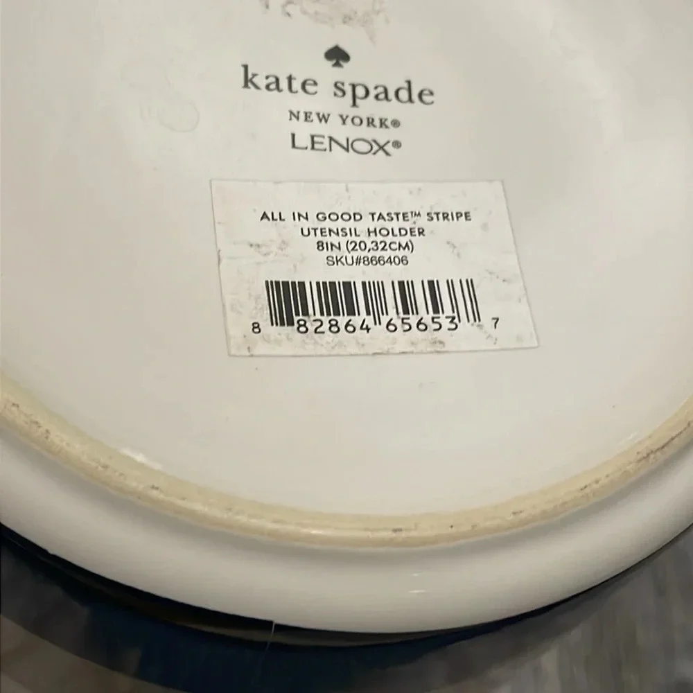 Kate Spade x Lenox Colorblock Stripe Preppy Kitchen Utensil Holder Ceramic
